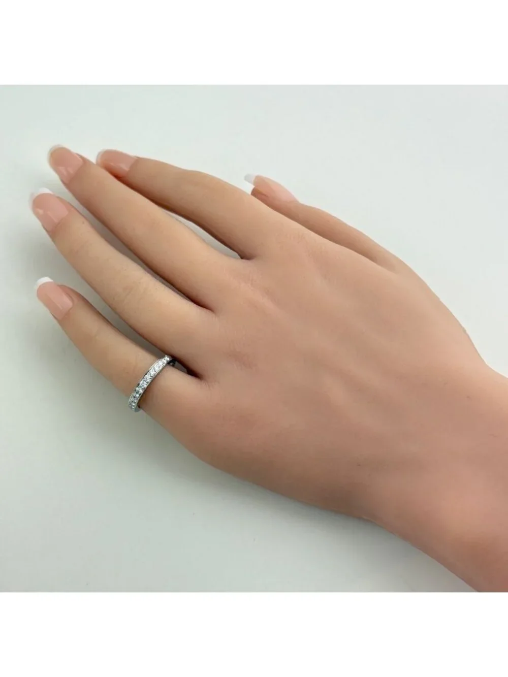 Tiffany & Co Half Circle Bead Setting Ring Platinum Pave Diamond